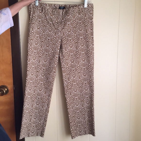Jcrew stretch brown and creme spirals “city fit” - Picture 1 of 2